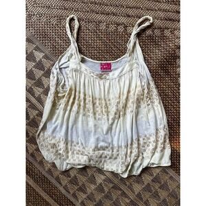 Vintage Free People twisted strap tank top Ivory and yellow with gold flecks